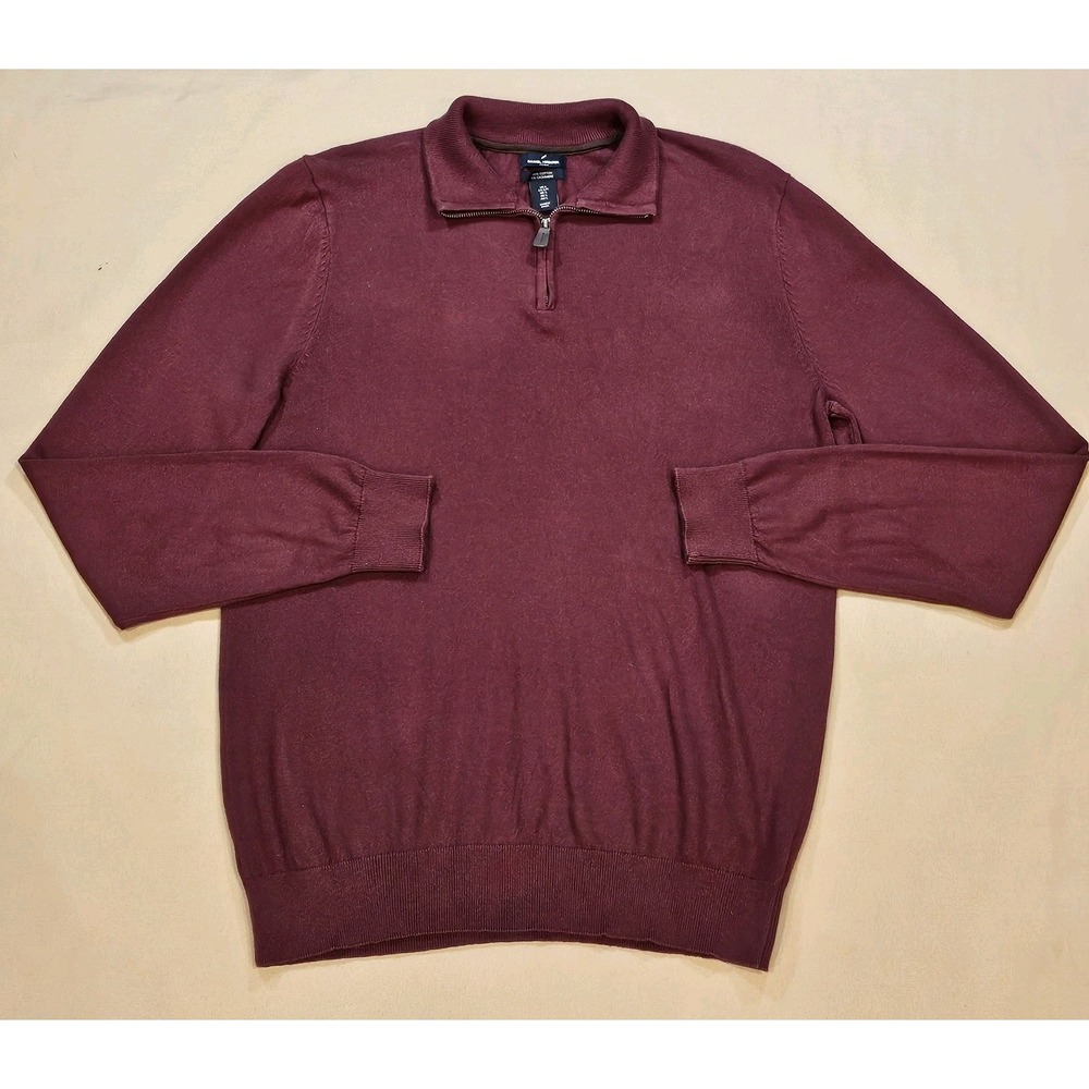 Daniel Hechter Paris Cotton Cashmere Pullover Sweater Mens Size L Burgundy‎